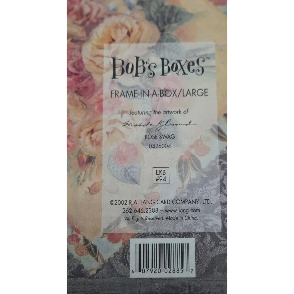 Lang Card Co Bob's Boxes Trinket‎ Card Photo Box ROSE SWAG Art Victorian Style